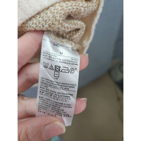 Banana Republic Womens V-Neck Zebra Print Sweater M Cotton Blend Beige & White - Picture 3 of 4